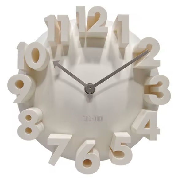 Meidi-Clock White Wall Clock - Decorative 3D Wall Clock Modern Battery Operated - Picture 1 of 4